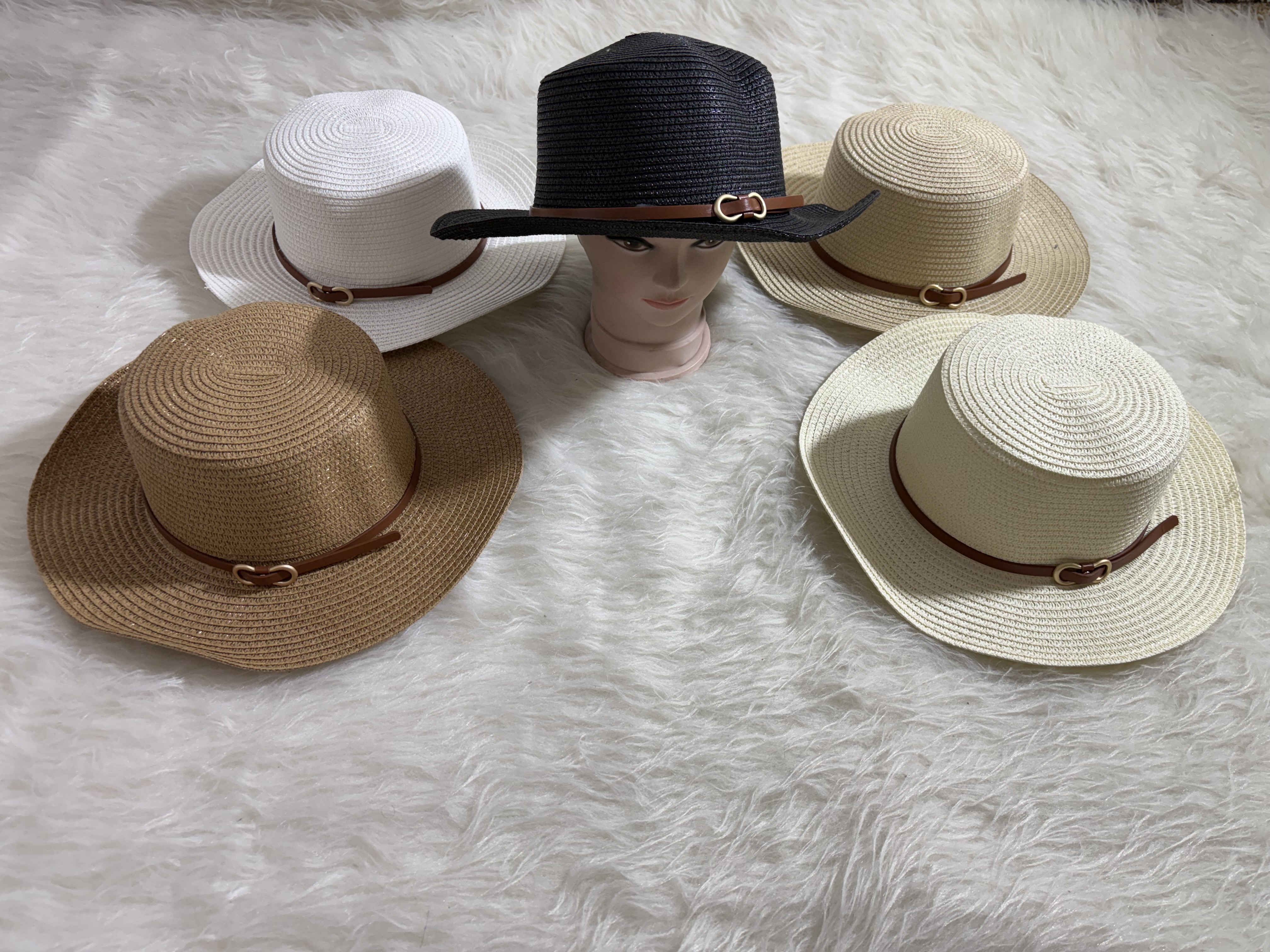 کلاه ساحلی تابستانه زنانه فدورا کمربند چرم